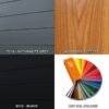 Aluminium gate colour swatches woodgrain effect grey black