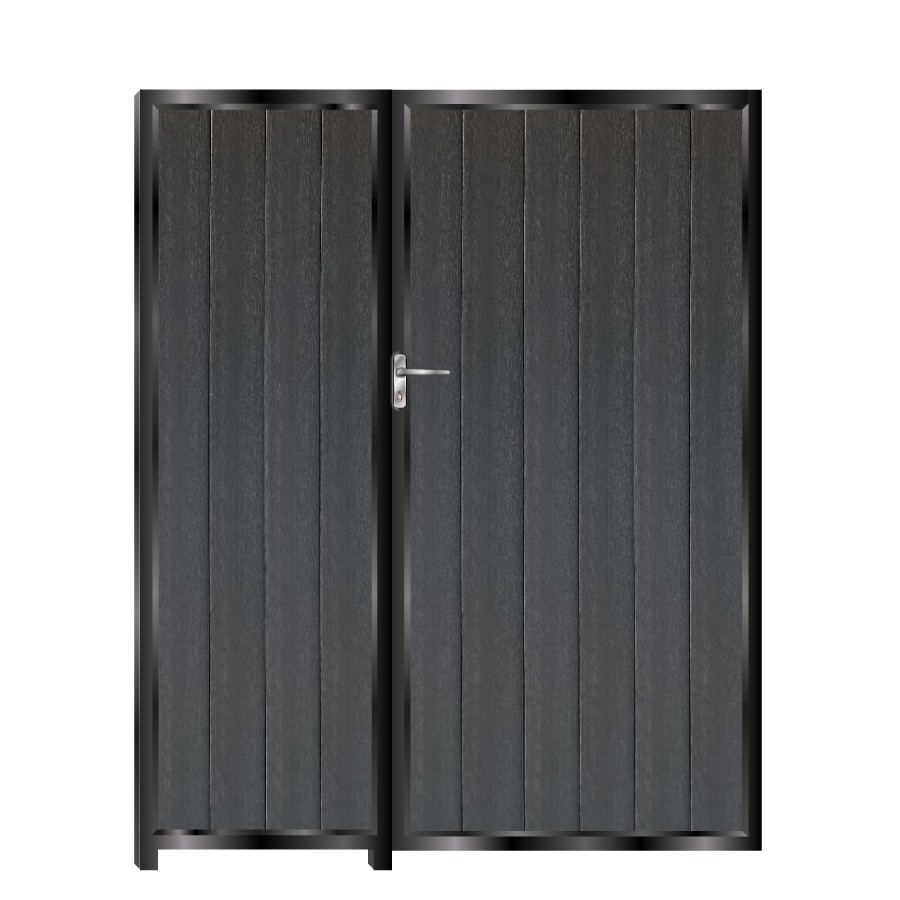 McAdam Tall Composite Side Gates & Fixed Panel - Black_c