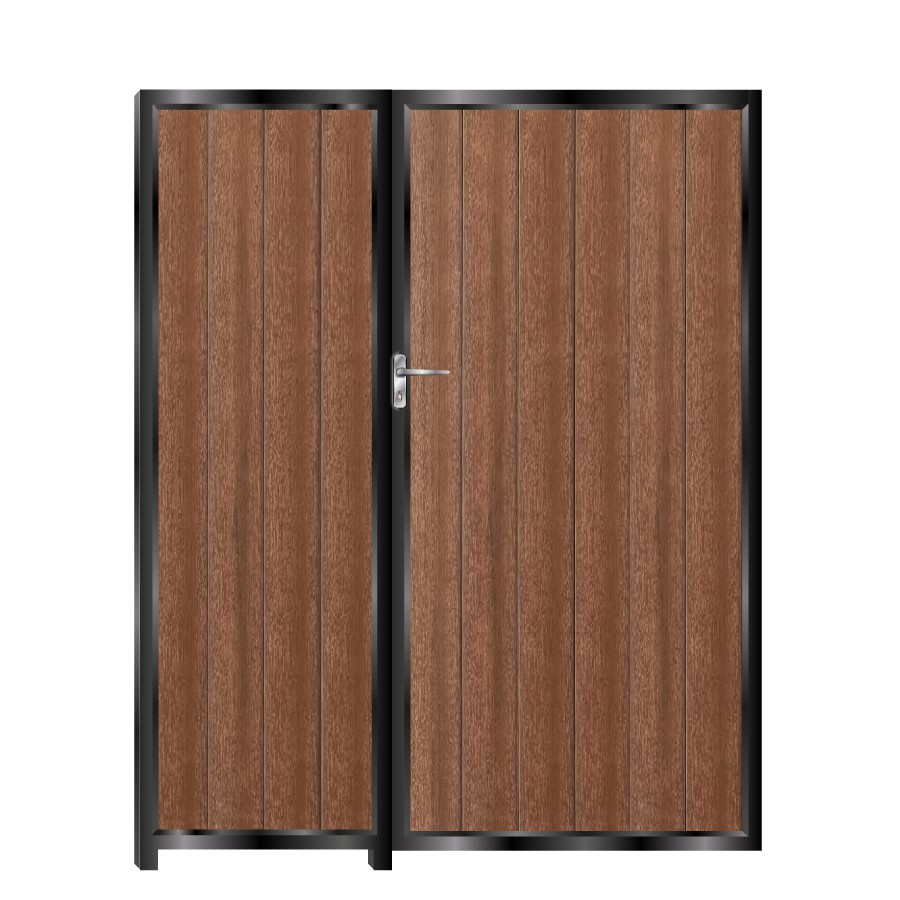 McAdam Tall Composite Side Gates & Fixed Panel - Mahogany - Dark Brown_c
