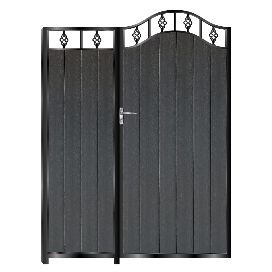 Campbell Tall Composite Side Gates & Fixed Panel - Black_c