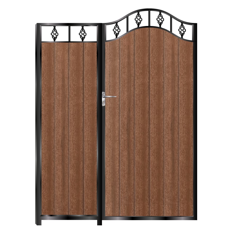 Campbell Tall Composite Side Gates & Fixed Panel - Mahogany - Dark Brown_c