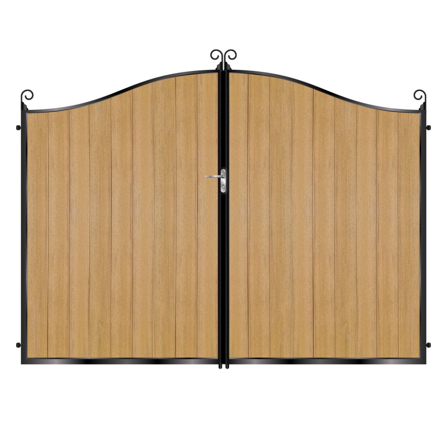 Donaldson Tall Composite Driveway Gate - Golden Oak Light Brown_c