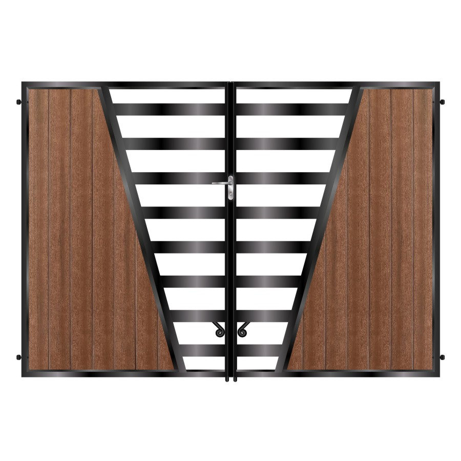 Harris Tall Composite Driveway Gate - Mahogany - Dark Brown_c