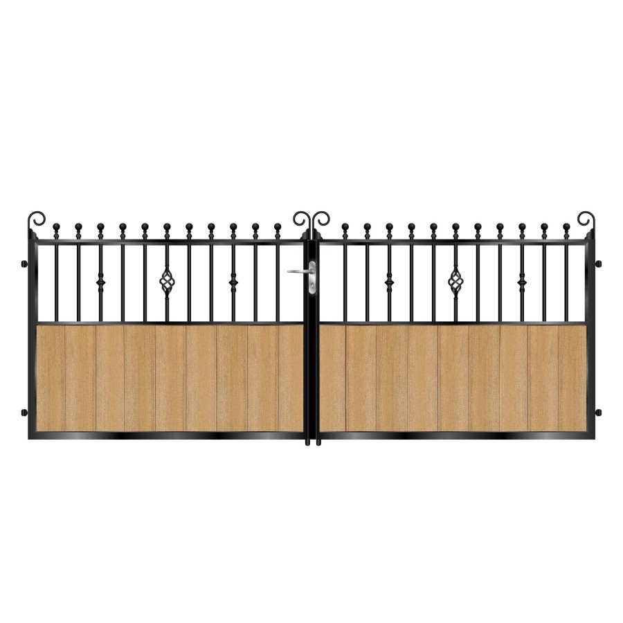 Lindsay Short Composite Driveway Gate - Golden Oak Light Brown_c