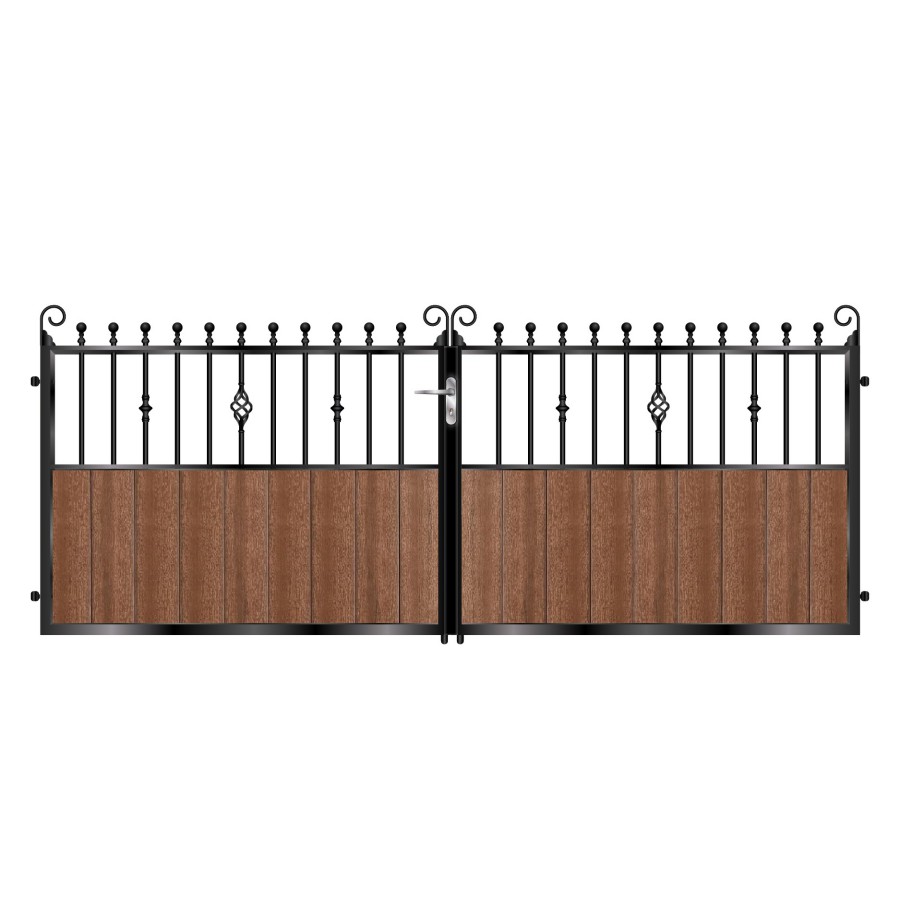 Lindsay Short Composite Driveway Gate - Mahogany - Dark Brown_c