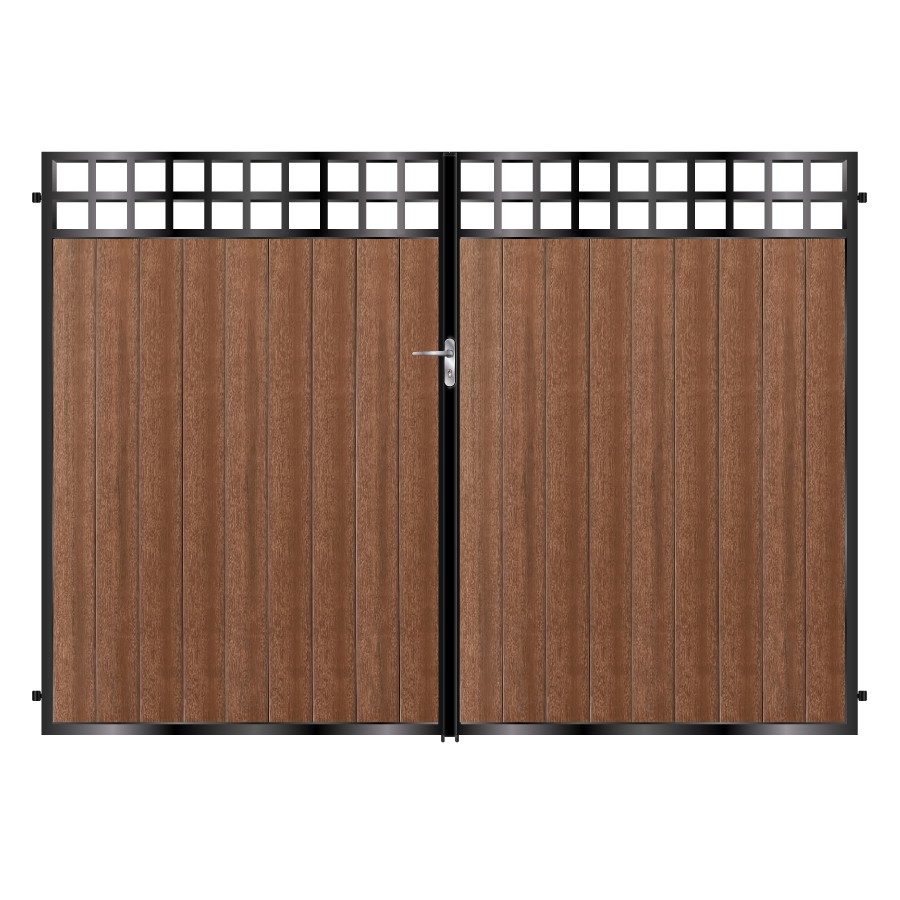 MacKinnon Tall Composite Driveway Gate - Mahogany - Dark Brown_c