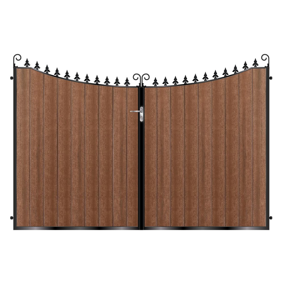 MacLean Tall Composite Driveway Gate - Mahogany - Dark Brown_c
