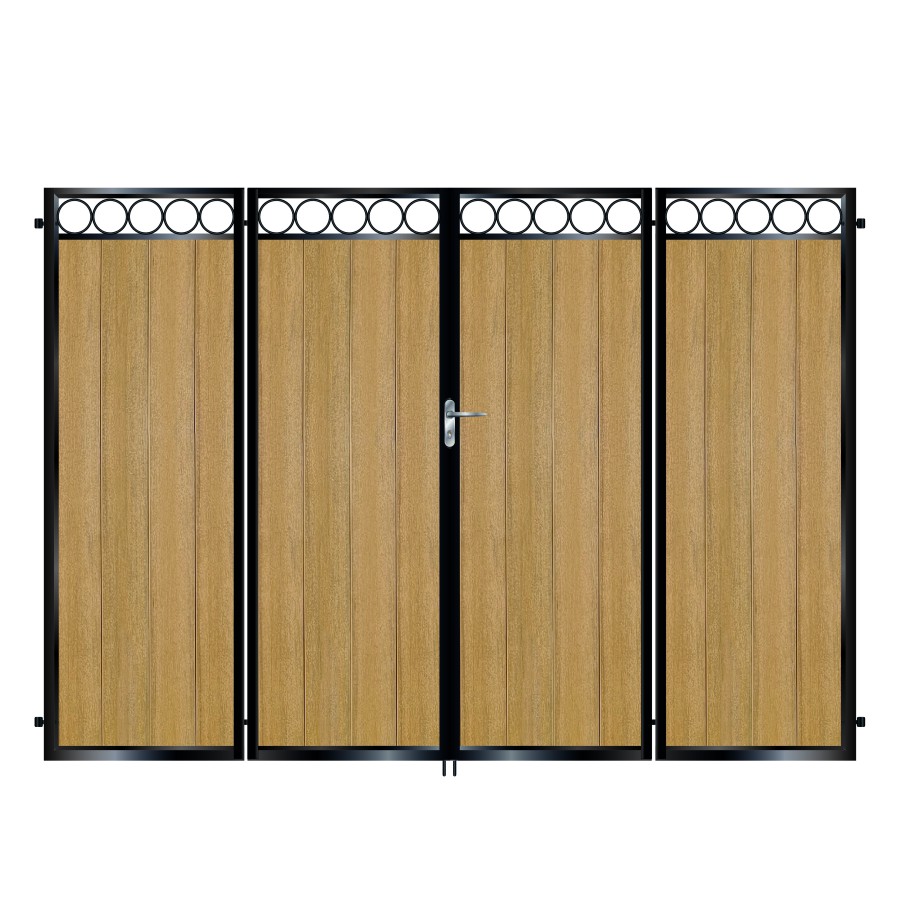 Sinclair Composite Bi Fold Gate - Golden Oak Light Brown_c