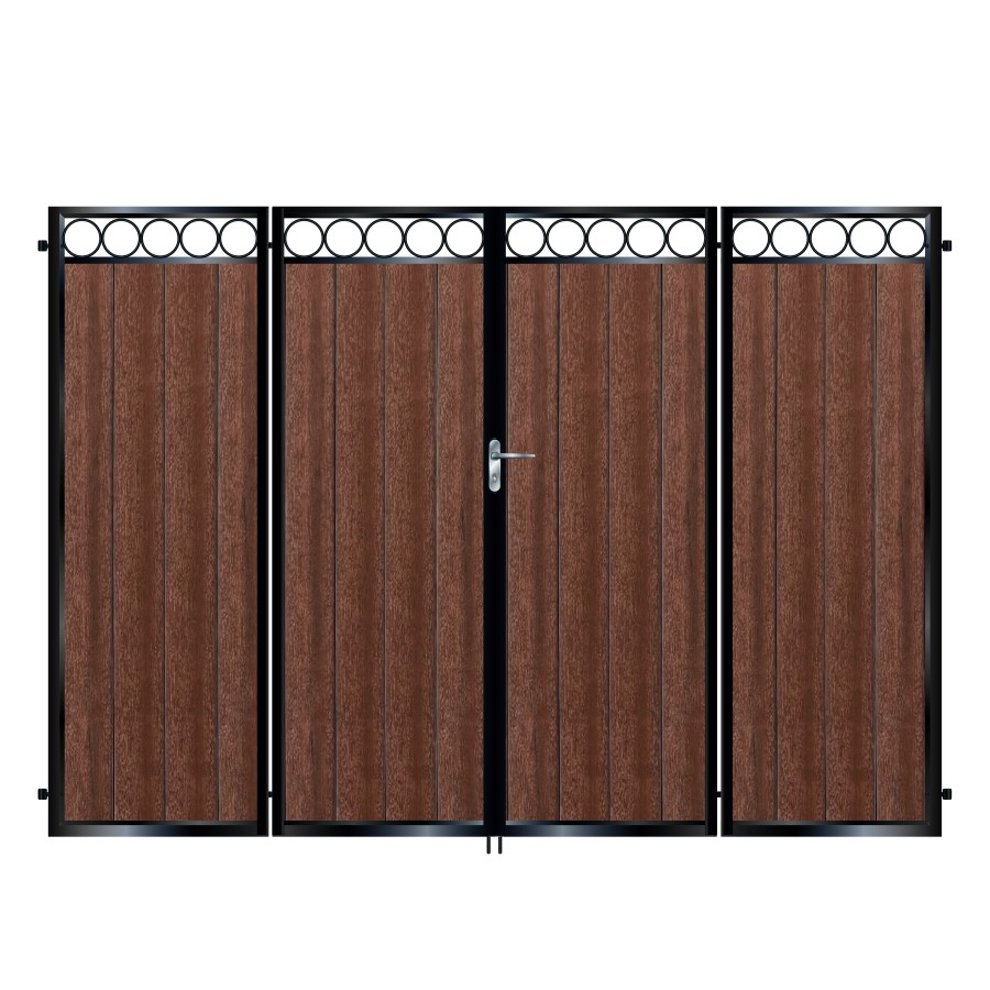 Sinclair Composite Bi Fold Gate - Mahogany - Dark Brown_c