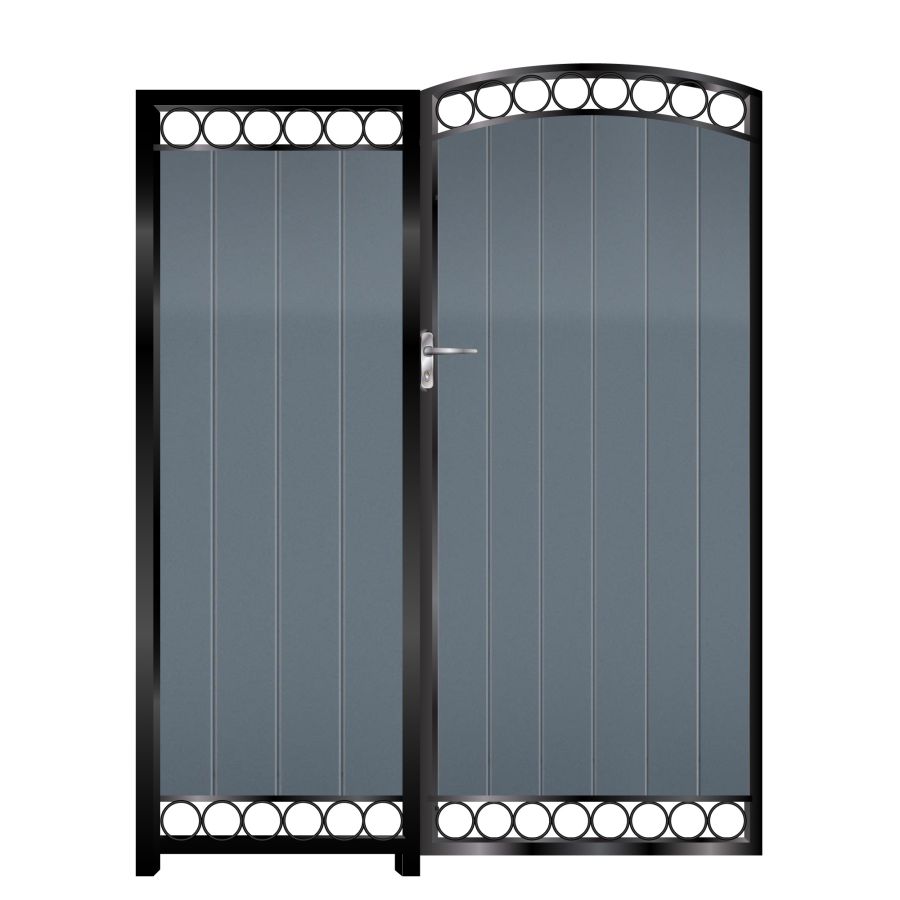 Douglas Tall Aluminium Side Gates & Fixed Panel - 7016 Anthracite Grey_c