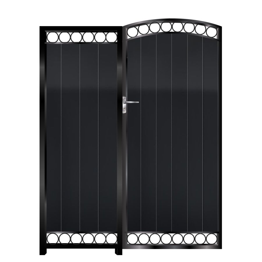 Douglas Tall Aluminium Side Gates & Fixed Panel - Black_c