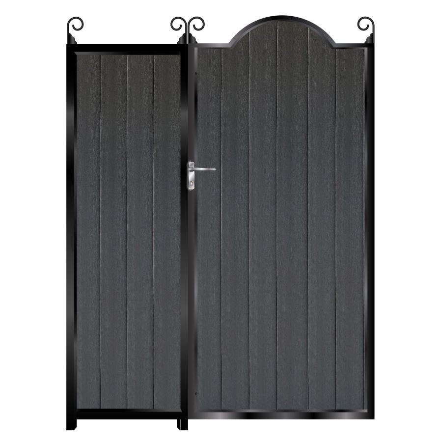 Drummond Tall Composite Side Gates & Fixed Panel - Black_c