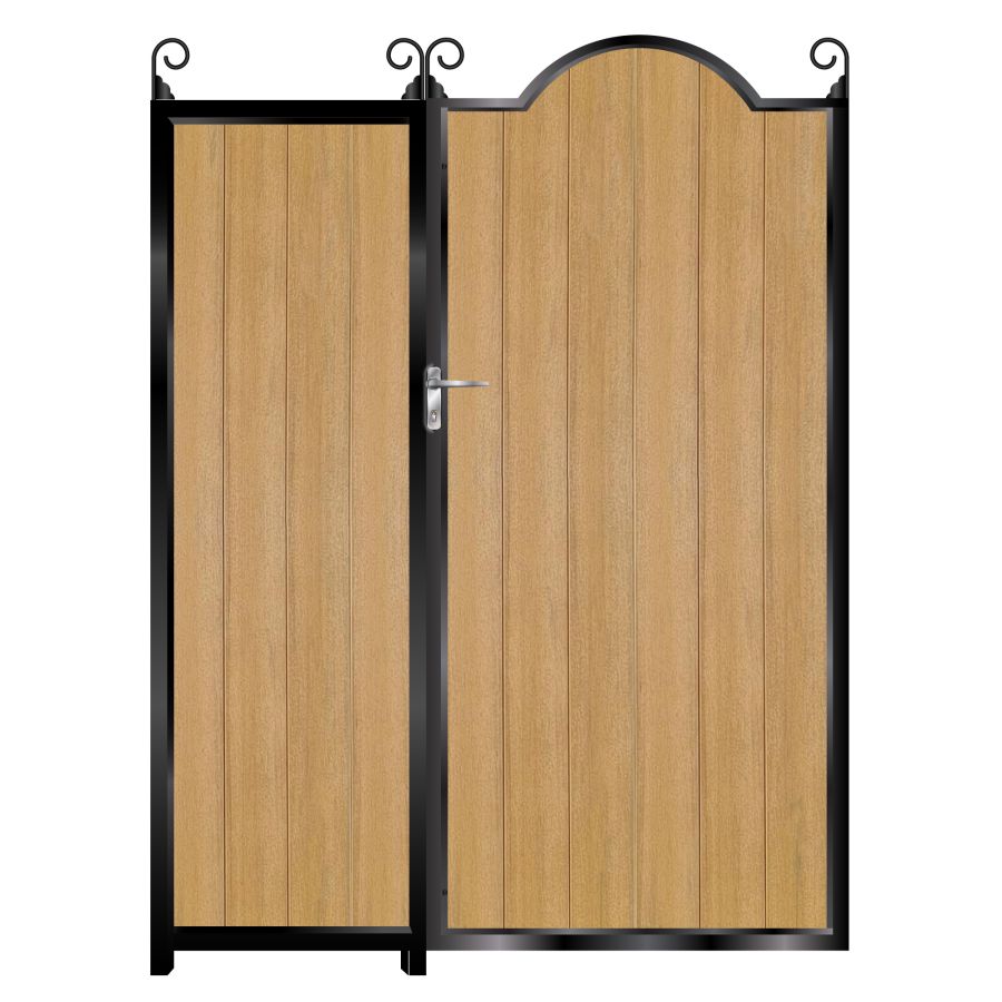 Drummond Tall Composite Side Gates & Fixed Panel - Golden Oak Light Brown_c