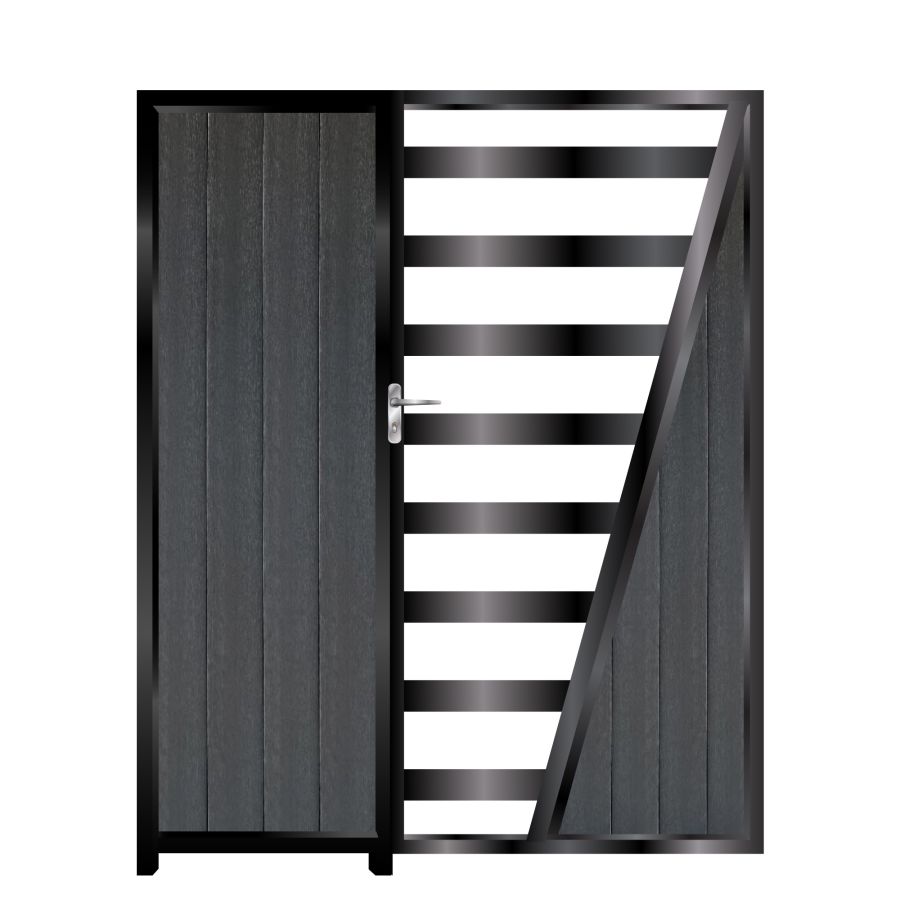 Harris Tall Composite Side Gates & Fixed Panel - Black_c