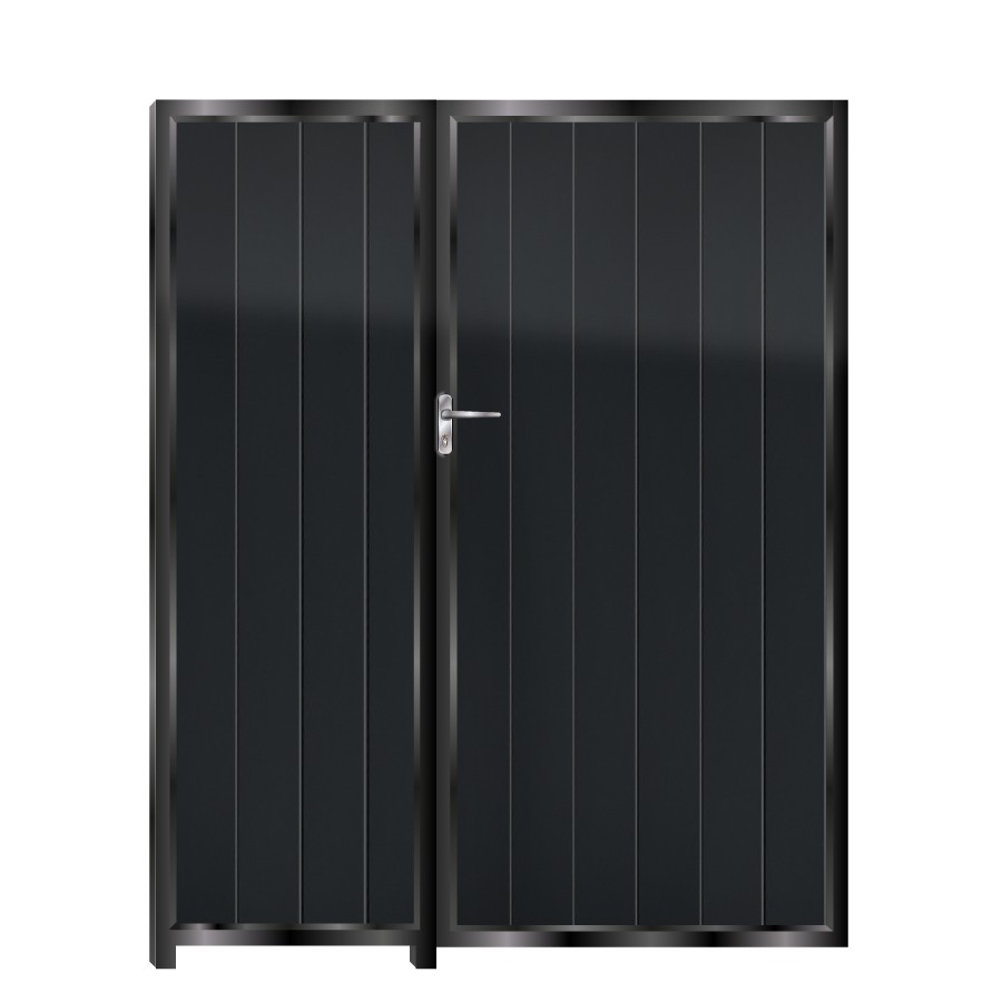 McAdam Tall Aluminium Side Gates & Fixed Panel - Black_c